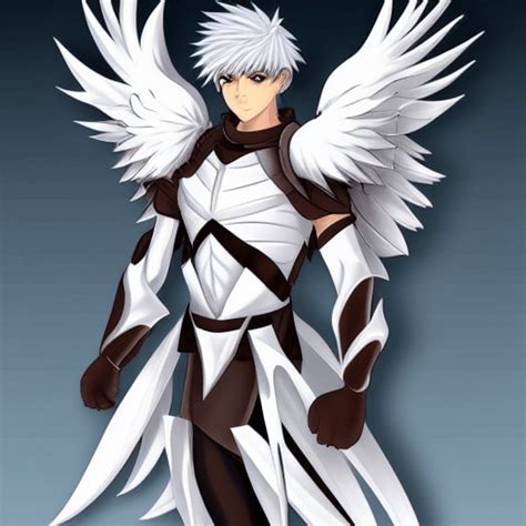 Anime Style White Winged Male Angel Armor Graphic · Creative Fabrica