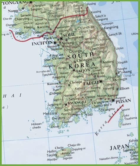 Map of South Korea with cities and towns - Ontheworldmap.com