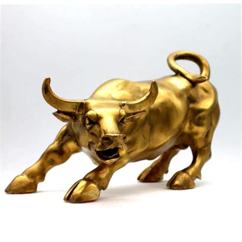 Buy Lizipai Feng Shui Fortune Brass W Street Bull Statue, Sculpture ...