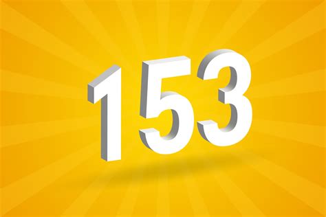 3D 153 number font alphabet. White 3D Number 153 with yellow background 13888093 Vector Art at ...