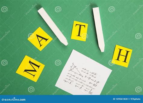 Math Concept on Green Paper Background Stock Photo - Image of bright, knowledge: 109561828