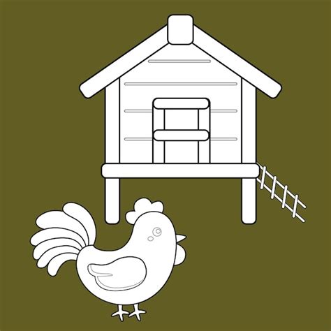 Premium Vector | Chicken coop digital stamp for decorative scrapbook or ...