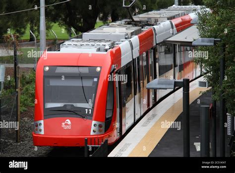 A Light Rail train at Dulwich Hill station on the first day of ...