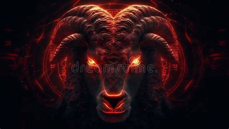 Fiery Aries Ram Symbol Ai Generated Stock Illustration - Illustration ...