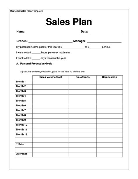 Free Sales Plan Template Pdf