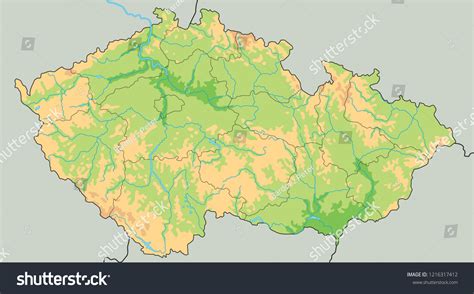 High Detailed Czech Republic Physical Map Stock Vector (Royalty Free ...