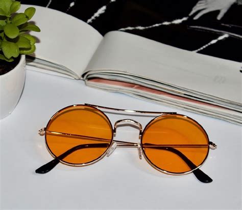 Round Orange Vintage Themed Sunglasses 80s Inspired Dope - Etsy