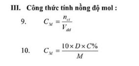 Công thức tính nồng độ mol, số mol và tính C nồng độ phần trăm - Nội ...