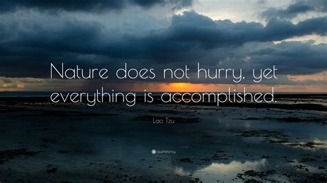 Lao Tzu Quote: “Nature does not hurry, yet everything is accomplished.”