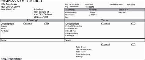 Free Fake Check Stubs Template Of Horizontal Black Pay Stub Sample Template ...