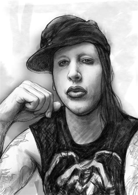 Marilyn manson art drawing sketch portrait Painting by Kim Wang