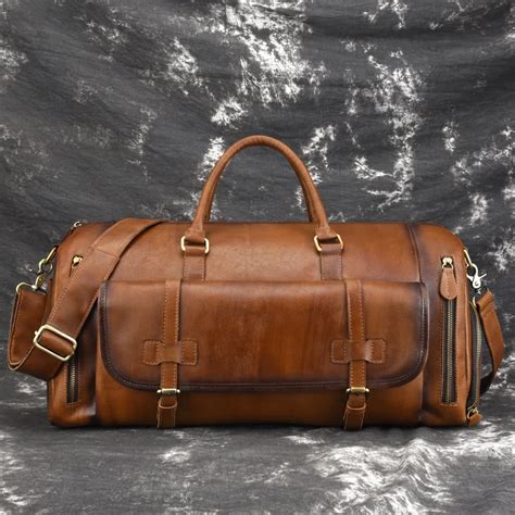 Vintage Genuine Leather Men's Travel Bag Luggage & Travel Bag Men Carry ...