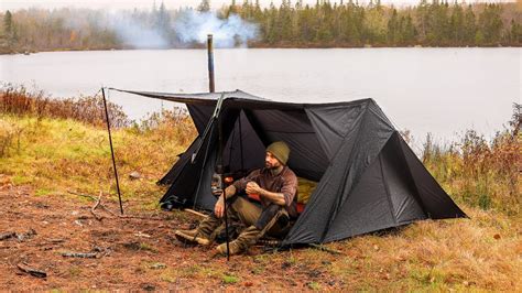 Hot Tent Camping In Thunderstorm With Heavy Rain - Mindovermetal English