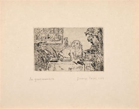 Bid Now: James ENSOR (1860-1949) La Gourmandise - 1904 Eau-forte sur cuivre, épreuve du second ...