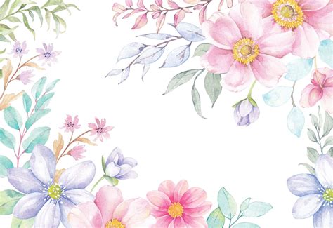 Download Watercolor Floral Frame With Leaves And Flowers Wallpaper | Wallpapers.com