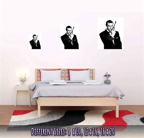 Sean Connery Poster, James Bond With Gun Poster, Vintage Photo Portrait ...