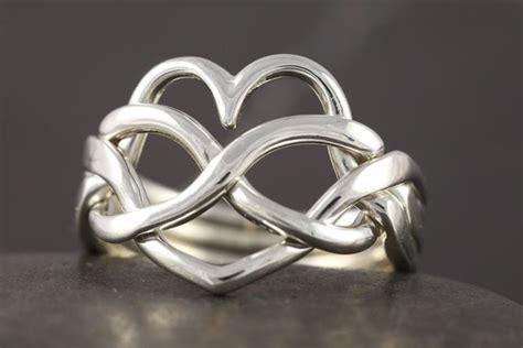 Heart infinity puzzle ring in sterling silver Handmade to