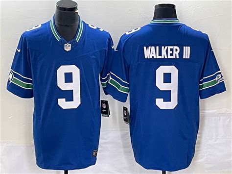 Seattle Seahawks #9 Kenneth Walker III Royal Throwback Vapor F.U.S.E ...