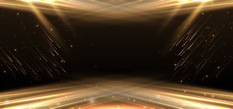 Abstract elegant gold glowing with lighting effect sparkle on black background. Template premium ...