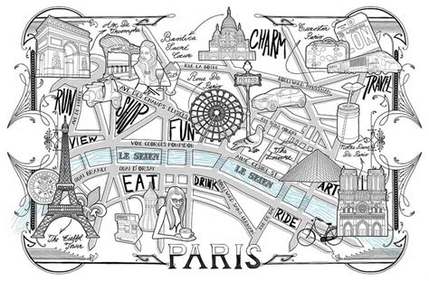 Paris Detailed Map Drawing - illustration Jitesh Patel