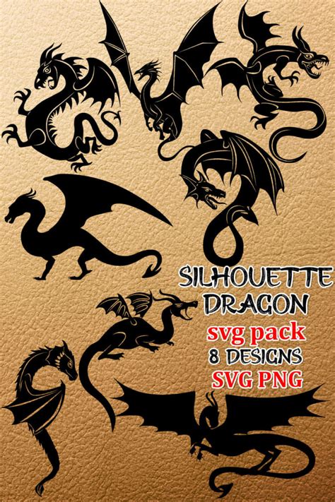 8 Silhouette Dragon SVG Designs – MasterBundles