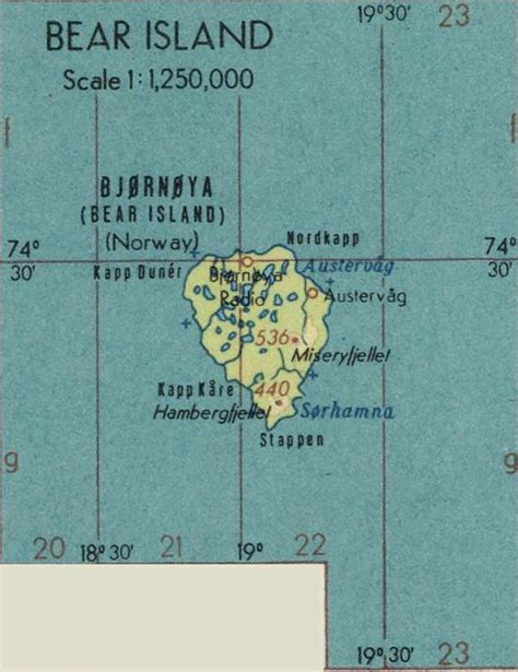 Map of Bear Island, an island part of the Svalbard archipelago and part of Norway : r/MapPorn