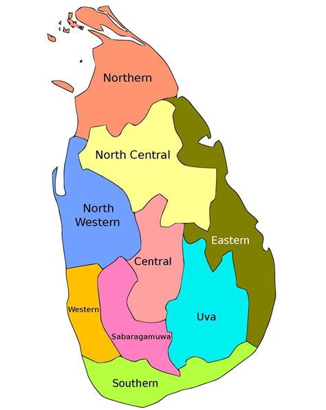 Sri Lanka province map - Sri Lankan provinces map (Southern Asia - Asia)