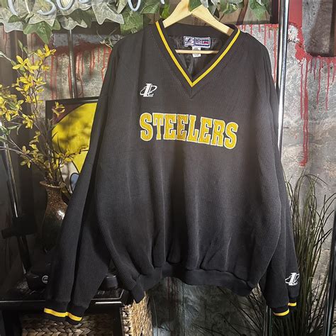 Vintage Logo Athletic Pittsburg Steelers Pull Over... - Depop