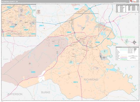 Richmond County, GA Wall Map Premium Style by MarketMAPS - MapSales