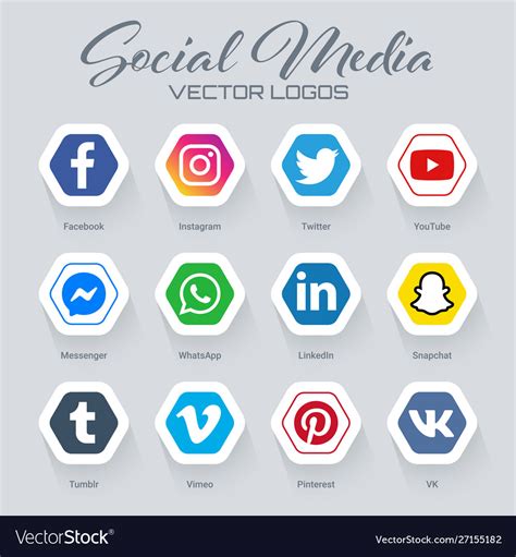 Popular social media logos collection Royalty Free Vector