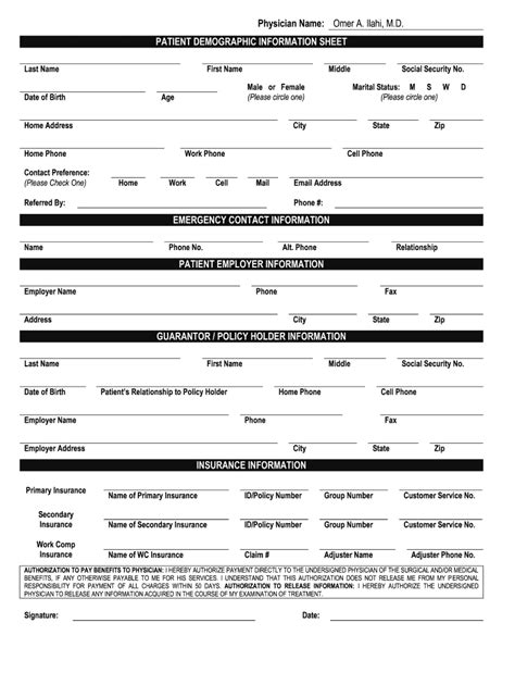 Patient demographic form: Fill out & sign online | DocHub