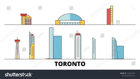 Canada Toronto City Flat Landmarks Vector Stock Vector (Royalty Free ...