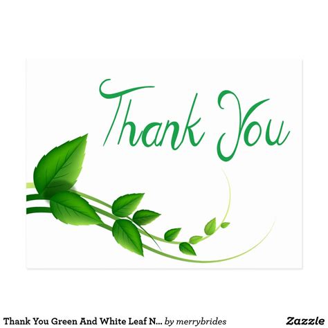 Thank You Green And White Leaf Nature Postcard | Zazzle | Thank you wallpaper, Business thank ...