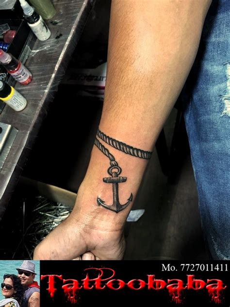 An anchor with rope tattoo on wrist done at #tattoobaba Website:http: //tattoobaba.com # ...