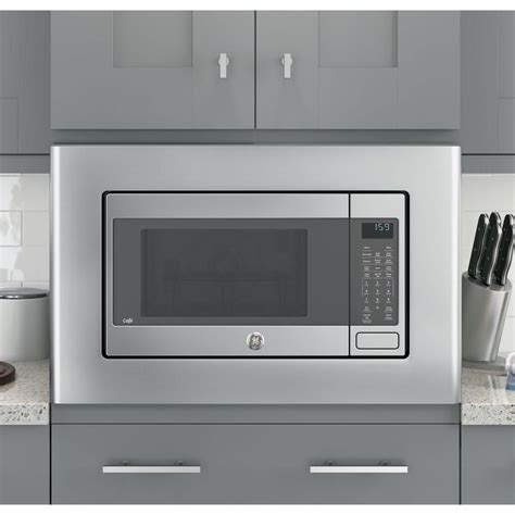 GE Microwave Optional 27 in. Built-In Trim Kit in Stainless Steel | Built in microwave ...