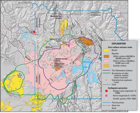 Simplified map of Yellowstone caldera | Yellowstone map, Yellowstone volcano, National parks usa map