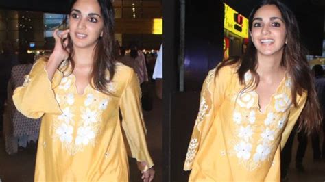 Kiara Advani Flaunts Her Airport Fashion In Yellow Kurta