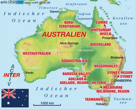 Karte von Australien (Land / Staat) | Welt-Atlas.de