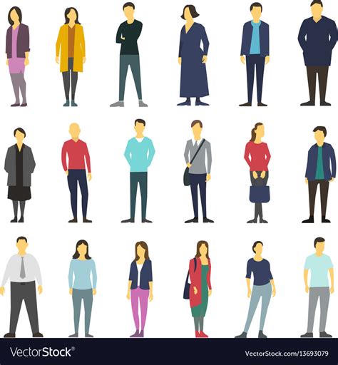 Neatly people standing flat design large Vector Image