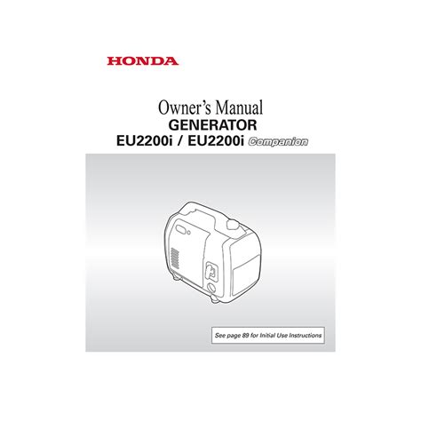 Honda EU2200i Companion 2200W 120V Inverter Generator Manual