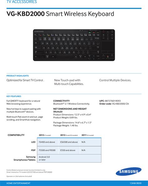 Samsung Vg Kbd2000 Smart Wireless Keyboard Users Manual