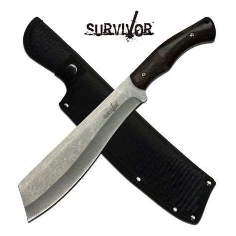 Survival Machete | 14" Overall Cleaver Blade Full Tang Tactical + Sheath