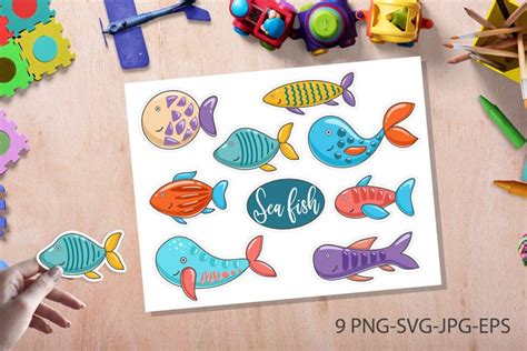 Tropical fish stickers set -9 PNG - Printable Stickers