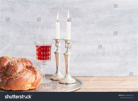 Shabbat Sabbath Kiddush Ceremony Composition Traditional Stock Photo ...