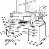Office Workspace Coloring Page In Maya Lin Style  Premium AI Generated sketch template