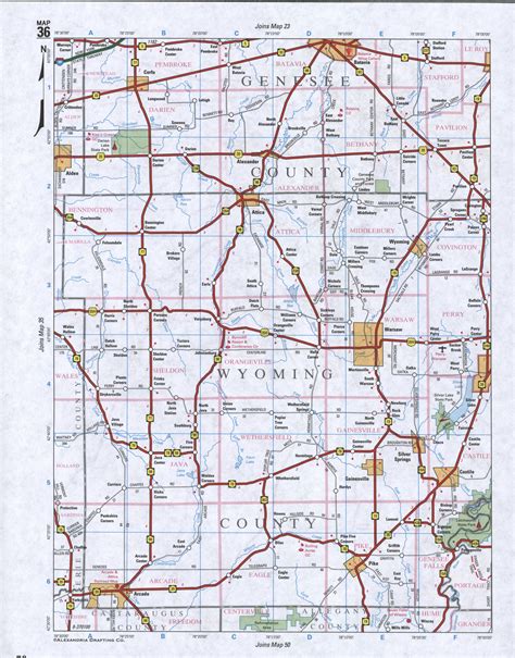 Map of Genesee County, New York state. Detailed image map of Genesee