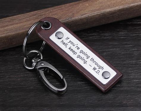 Custom Inspirational Quote Engraved Leather Keychain | Robrasim