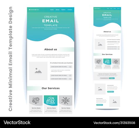 Creative minimal email template design Royalty Free Vector