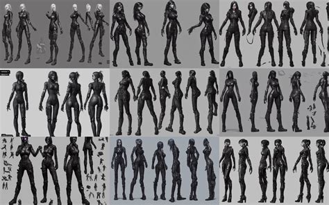 badass cyberpunk female, character sheet, turnaround, | Stable Diffusion