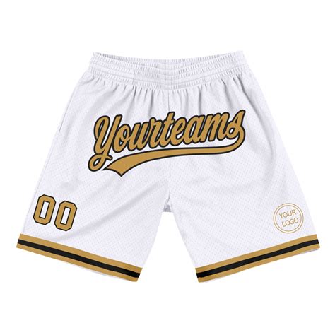 Custom White Old Gold-Black Authentic Throwback Basketball Shorts Sale ...